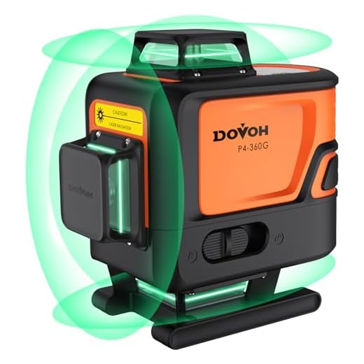 DOVOH 4D Laser Level 360 Self Leveling : High Accuracy Green Beam Rechargeable 4x360 Floor Laser Levels for Construction Tiling Ceiling Framing, Class Ⅱ, P4-360G