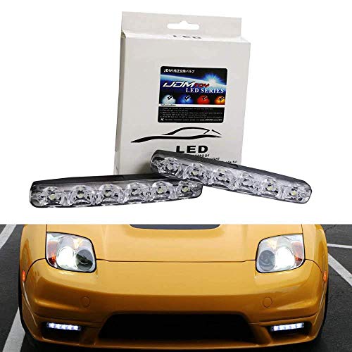 iJDMTOY Universal Fit 6000K Cool White 6-LED Daytime Running Lights Compatible with Cars, Trucks, etc