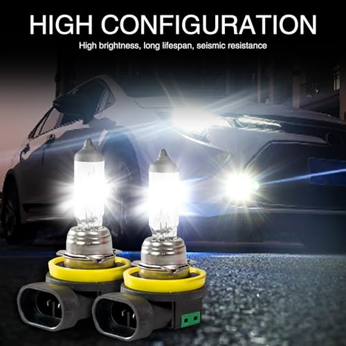 Flygun 2 PCS Car H11 Halogen Bulb, 12V 55W Precise Filament Super Bright Anti-fog Low Beam Lights, with UV Resistant Quartz Glass Bulb, Universal Plug and Play Bulb Replacement for Car (White) - Thumbnail 5