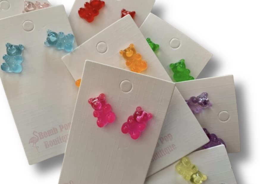 Random Pair Rainbow Gummy Bear Stud Earrings Color Gummy