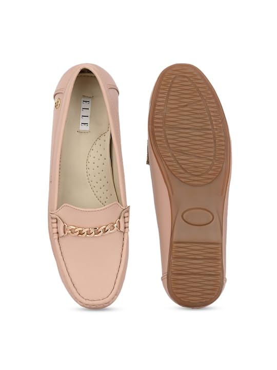 Image of ELLE Women Elegant Chain-Link Slip-on Loafers