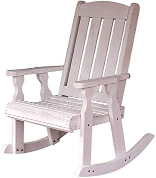 Amish Heavy Duty 600 Lb Mission Pressure Treated Rocking Chair Semi-Solid White Stain