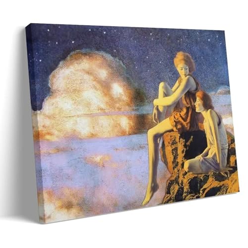 Décoration maison affiche ciel étoilé et nuages lumineux Maxfield Parrish 08x12inch