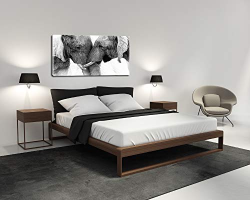 Dzl Art D73050 Black And White Elephants Entwine Wall Art Canvas Painting Ready To Hang For Living Room Bedroom Office Wall Decor Home Decoration #TOP1