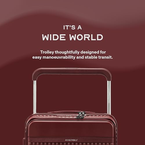 Image of THE ASSEMBLY 8 Wheels Double Spinner Hard Luggage Set of 2 | Premium Polycarbonate Cabin & Large Trolley Bags with Wide Handle & USB Port Charging-Rover Pro,Red, 73.5 cm