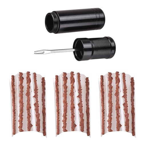 Yekoaru Tubeless Bike Tire Repair Kit, Fix a Puncture & Flat Patch Kits, MTB and Road Bicycle Tires Patch Kit with Rubber Strips, Universal Bicycle Tyre Repair Tools (Black)