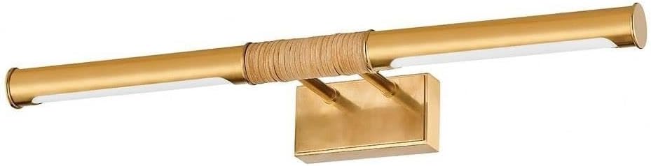 Hudson Valley Lighting Hallstead 24" Picture Light | Aged Brass Finish | Rattan Accent | Modern Integrated LED Picture Light | Made of Brass and Rattan | 24" W x 3" H x 6.5" E | 3524-AGB