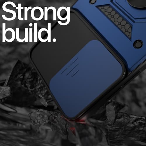 Image of Pikkme Back Cover for Realme Narzo 90X 5G / Realme C85 5G / Realme 15X 5G | 360 Protection Case | Sliding Camera Shield Cover & Ring Holder Stand D10 Tough Armor Bumper Case (Blue)
