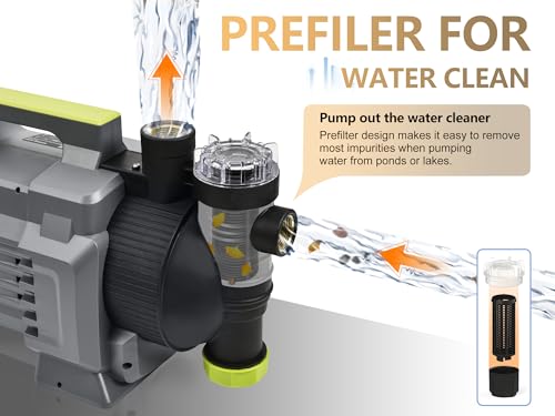 Image of FLUENTPOWER 1.5HP Automatic Garden Booster Pump with Integrated Prefilter, 1300GPH, Lift 150FT, Portable Shallow Well Jet Pump, Water Transfer Draining Pump for Home Garden Lawn Sprinkler Irrigation