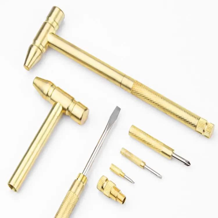 5-in-1 Mini Copper Hammer Tool Kit with Screwdriver & Bottle Opener | Multifunction Portable Hand Tool for DIY, Home & Camping (Multicolor)-image-3