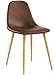 VECELO Dining Side Chairs, Durable PU Cushion Seat Back Sturdy Metal Legs, Dining/Living Room Chairs Set of 4, Brown