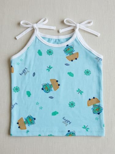 Image of Little Angels Baby Organic Cotton Tie-Knot Sleeveless Jhabla Vest Set | Pack of 4 | Soft & Breathable Printed Tops for Newborn & Infant Girls (0-12 Months)