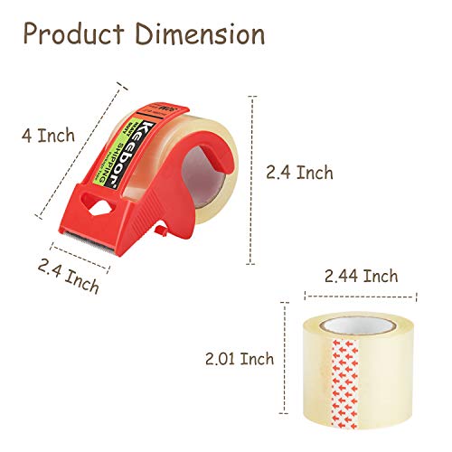 Image of Packing Tape with Dispenser, 12 Rolls Clear Shiping Package Tape, 2'' x 32.8 yd, 1.5'' Core, Designed for Packing, Shipping & Mailing (Pack of 5)