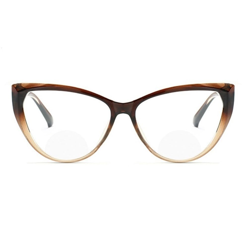 Gskdzg Unisex Brown Retro Bifocal Reading Glasses Women Cat Eye Readers Stylish Presbyopic Glasses Black Tortoiseshell +1.5 +2.0(,+2.0)