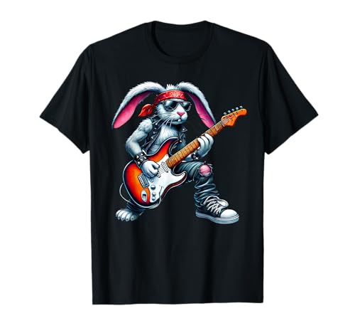 Cute Punk Rabbit, Rock'n Roll Goth, Guitar Kids Rock Star T-Shirt