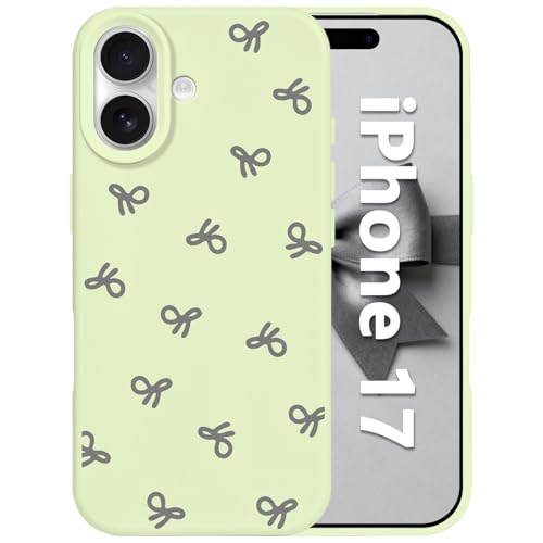 Coque iPhone 17 verte à motif nœud esthétique pour le quotidien
