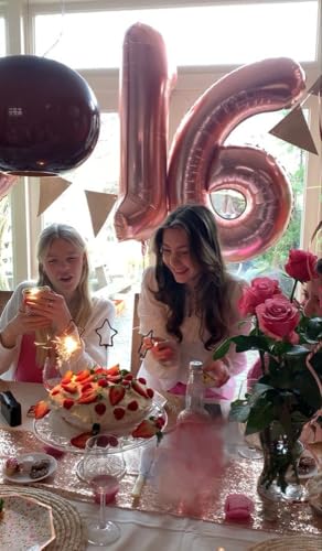 Image of Number Balloons 60 Balloon 40 inch Pearl Pink for 60th Birthday Decorations | Saturated Color, Large 40 in, With Straw & Hanging Hole, For Back-to-School Season, Wedding, Christmas, New Year, Anniversary