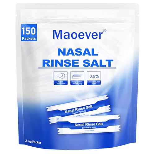 MAOEVER Pacotes de sal Neti Pot – 150 pacotes individuais de solução salina para lavagem nasal | Kit