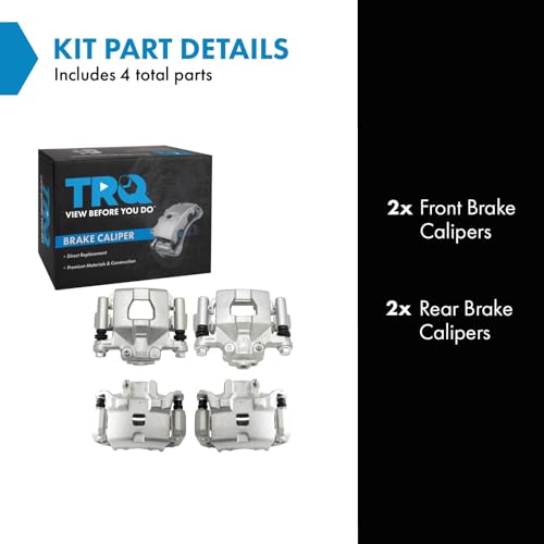 Image of TRQ Front and Rear Brake Caliper Set Zinc Coated Brackets Compatible with 2002-2006 Nissan Altima 2003 Nissan Maxima