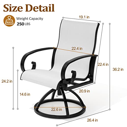 JOINHOM Patio Chairs - Swivel Outdoor Chairs Patio Dining Chairs, Sunbrella Breathable Fabric, All Aluminum Frame, Rust-Proof, Patio Outdoor Furniture Set for Lawn Garden Backyard All Weather