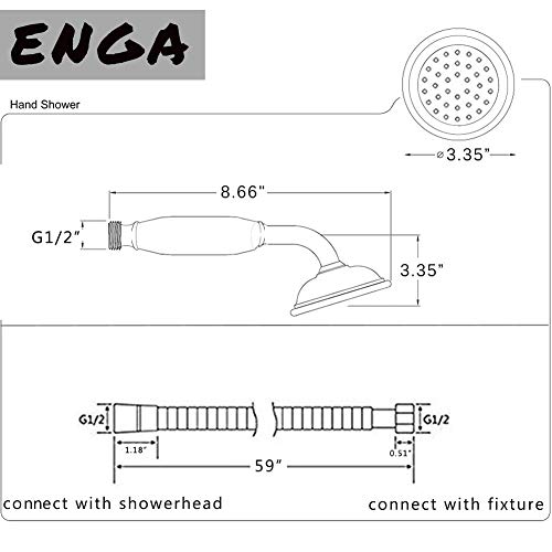 Enga Vintage Hand-Held Shower Rain Sprayer Telephone Shaped Brass Ceramic Shower Head With 59 Inch Hose For Bathroom (Retro Bronze) #TOP3
