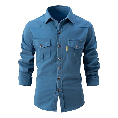 Chemise classique tissée DGKaxiyaHM en denim haut de gamme pour homme