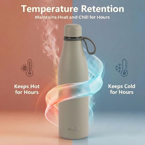 Image of CELLO Duro Oxy Stainless Steel Flask 900 ml Grey | Easy to Pour & Fill, Spill Proof Leakproof Vacuum Insulated Hot and Cold Thermos Water Bottle for School College Office Gym Trekking Biking & Travel