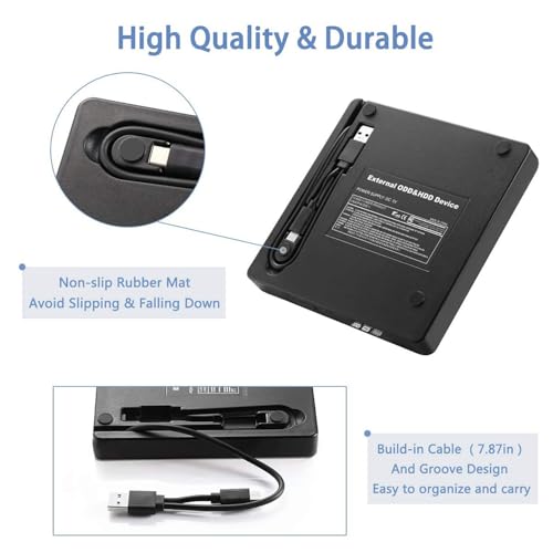 ULANSeN External CD/DVD Drive for Laptop, USB A/C 3.0 CD DVD Player Portable +/-RW Burner CD ROM Reader Writer Disk Duplicator Compatible with Laptop Desktop PC Windows Apple Mac Pro MacBook Linux