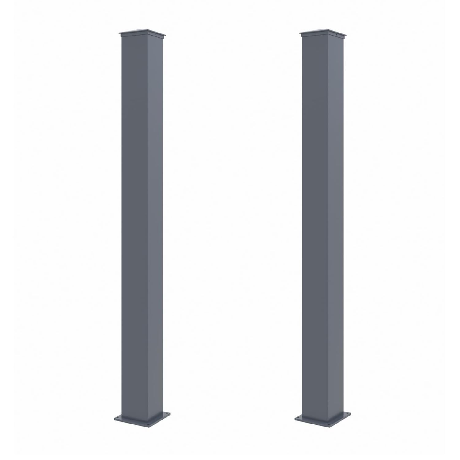 Casanoov Lot de 2 Poteaux EIFEL Aluminium 15x15 cm H.190 cm Gris Anthracite | Support Portail et Portillon Jusqu’à 180 cm Pose à Visser ou Sceller | Résistant Intempéries et Corrosion Chapeaux Inclus
