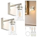 L LOHAS Battery Operated Wall Sconce Set of 2, Rechargeable Cordless Wall Lights with Remote and Dimmable 3000K Bulb, Nickel Wall Sconces Battery Operated for Bedroom, Living Room, Bathroom, Hallway