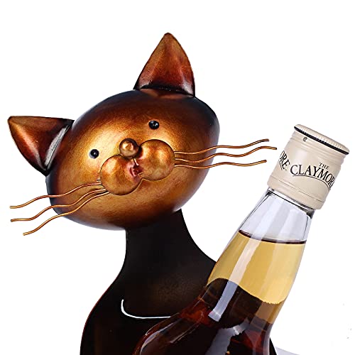 Drincarier Cat Decor Wine Holder Wine Rack Wine Bottle Holder Wine Cat, Gift for Halloween and Christmas,Cat Gifts for Cat Lovers………… (Dark Brown) - Thumbnail 4
