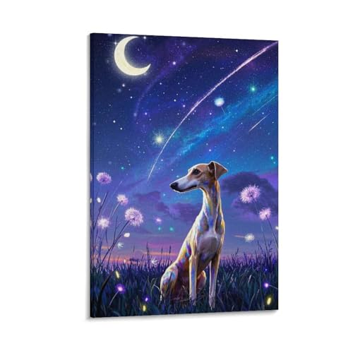 Poster Whippet decoration murale salon grande impression giclee sur toile