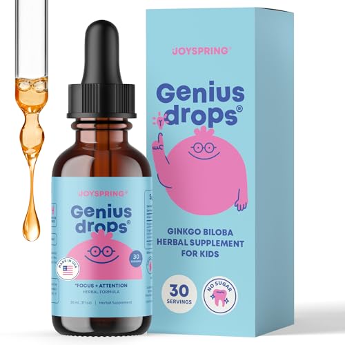 JoySpring Genius Kids Focus Drops Ginkgo Liquid 30 Servings 3+