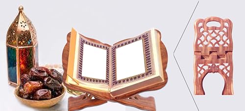 Woodiva Sheesham Wooden Hand Carved Holy Book Stand for Quran, Bible, Bhagwat, Gita, Ramayana & Guru Granth Sahib for Reading Rahel Stand (15X7.5X1)inches HL02