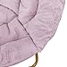 EMMA + OLIVER Ersa Oversize Folding Saucer Chair - Dusty Purple Faux Fur Moon Chair - Soft Gold Metal Frame - 38