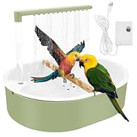Vogeldusche Wellensittich,Wellensittich Dusche,Vogel Dusche,USB Stromschleife Vogeltränke Balkon,Vogel Badewanne,für Unzertrennliche,Wellensittiche,Afrikanische Munias und Aras(grün)