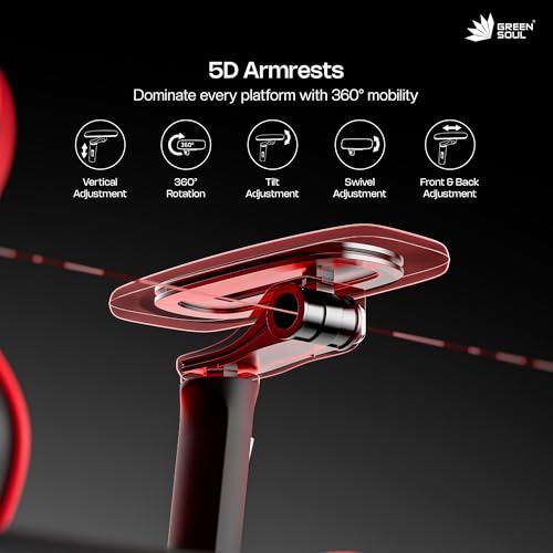 Image of Green Soul Monster Pro | Gaming & Office Chair | Ventilated Seats, Massager & ErgoCurve Legrest | Memory Foam Magnetic Neck & Lumbar Pillow | 5D Adjustable Armrests | Silent Wheels (Red & Black)