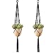 Koytoy 2 Pcs Elegant Handmade Macrame Plant Hanger Organizer Holder Shelf Hanging Planter Cotton Rope for Indoor Outdoor Home Decor (2 PCs Black)