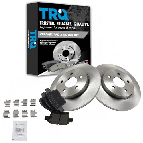 Image of TRQ Rear Brake Pad and Rotor Set Ceramic Solid Rotors