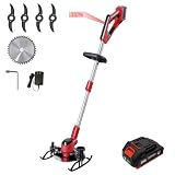 Korunria Cordless Weed Wacker & Edger & Lawn Mower with Two 2.0Ah Battery and Charger, Korunria Weed Wacker Battery Operated, Running Time 40~60 Mins (One Battery)