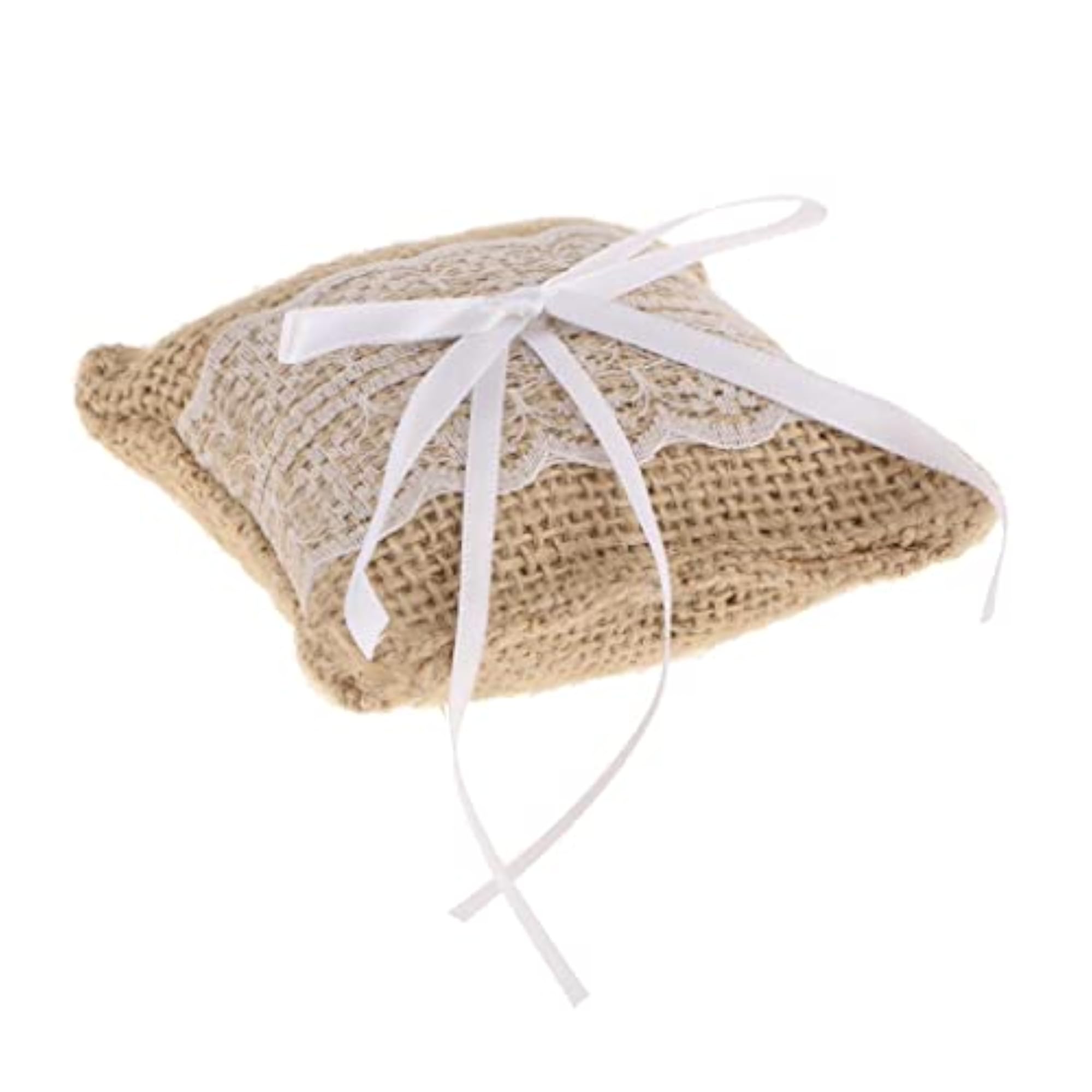 Wedding Bridal Party Jute Burlap Ring Pillow