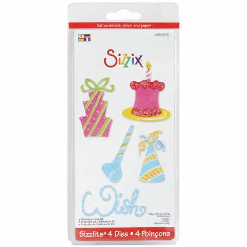 Sizzi by Sizzlits Die Set 4 Pack, Small Celebration #2 by Ellison