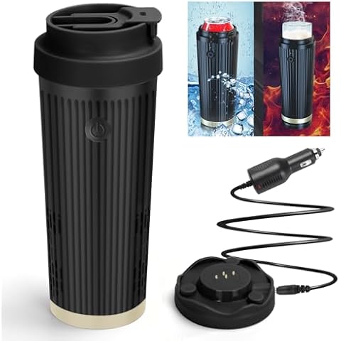 Rommeka Smart Cooling and Heating Cup for Car, 2-in-1 Smart Temperature Control Car Coffee Mug 12V Keep Warmer Cooler Car Tumbler Cup Holder for Water, Beer, Milk, Coffee (Black) Cover