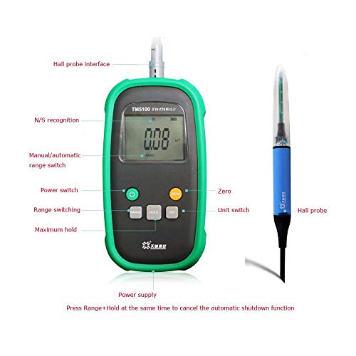 Image of Handheld Digital Tesla Gauss Meter, Magnetic Flux Density (B Value) Tester with Probe - High-Precision Permanent Magnet Surface Field Detector