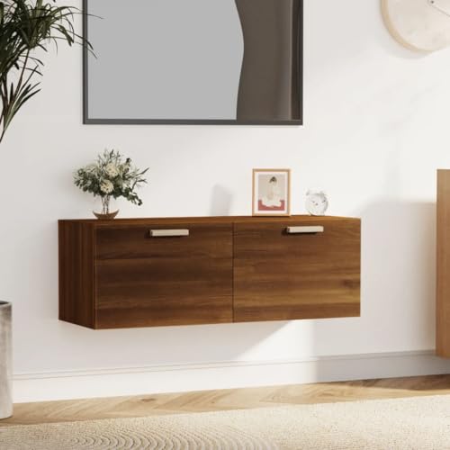 Aspect chêne marron étagère de rangement murale robuste 100cm - 2