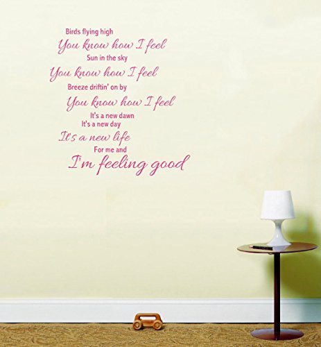 Image of Feeling good Michael Buble Wall Art Sticker Vinyl Music Lyrics lounge bedroom LSWA7134 (Pink)