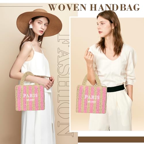 Bolsa de playa de paja para mujer verano tejido miniatura 3
