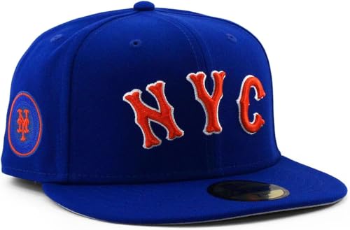 New Era 59Fifty New York Mets NYC Hat - Royal Blue Fitted Cap (US, Numeric, 7 3/4)