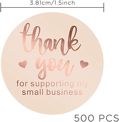 Aiex 1.5 Inch Thank You Sticker Foil Thank You For Supporting My Small Business Labels For Sealing, Decoration(1 Roll, 500 Stickers) #TOP1