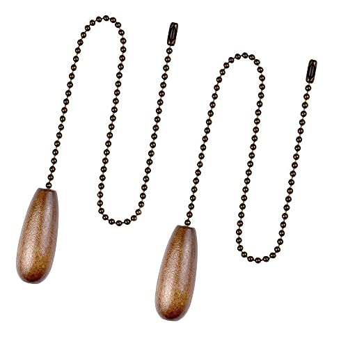 Image of Ceiling Fan Pull Chain Extender, 4pcs Wooden Decorative Pendant Extension Chains, 12 Inches Lighting & Fan Beaded Ball Fan Cord Extender Ornament with Connector(Woden 4Pack)